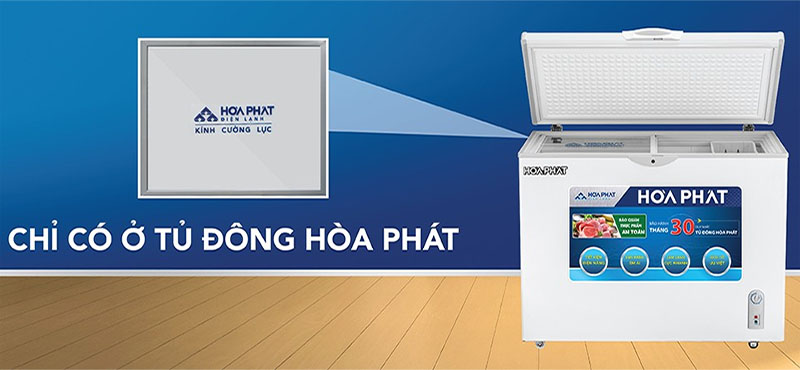 Nắp kính cường lực của Tủ đông Hòa Phát HCF-516S1N1