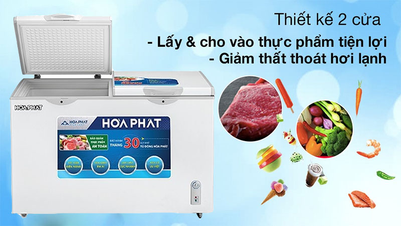 Thiết kế 2 cánh cửa của Tủ đông Hòa Phát HCF-666S1N2