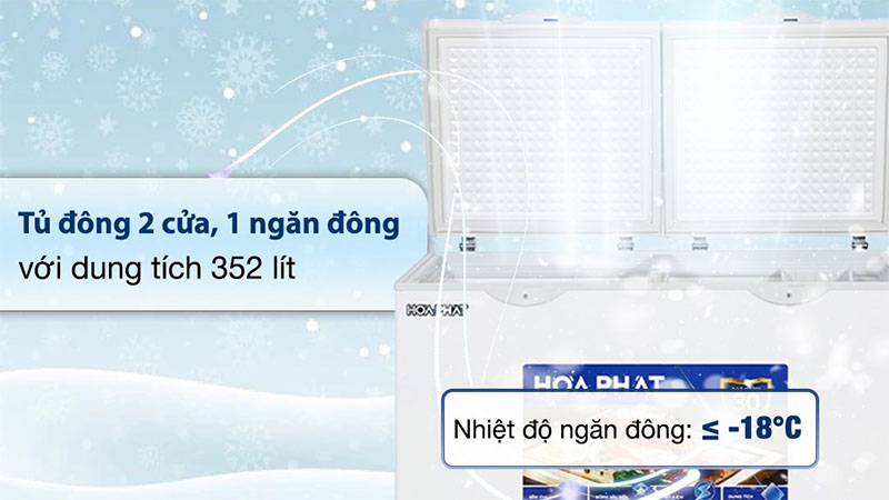 Thiết kế và dung tích của Tủ đông Hòa Phát HPF-AD6352