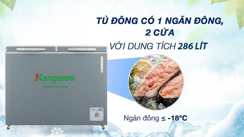 Tủ đông IOT kháng khuẩn Kangaroo 286 lít KGFZ346IOT - Hàng chính hãng