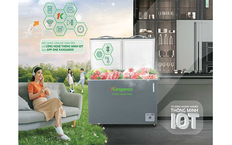 Tủ đông IOT kháng khuẩn Kangaroo 286 lít KGFZ346IOT - Hàng chính hãng