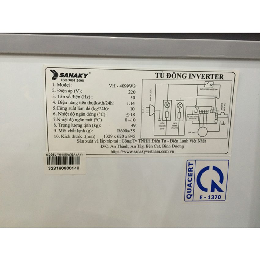 Tủ đông mát Inverter Sanaky VH-4099W3 - Hàng chính hãng