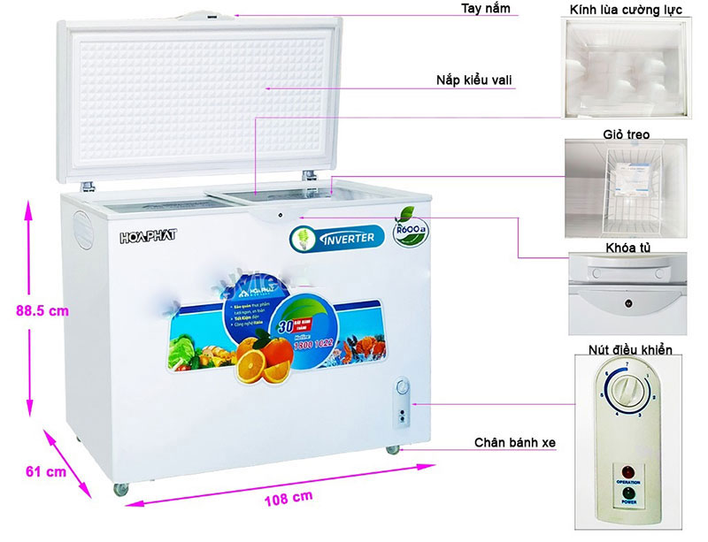 Tủ đông Inverter Hòa Phát HCFI-516S1Đ1 - Hàng chính hãng