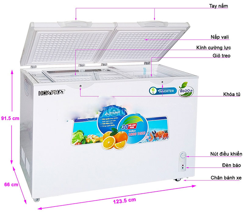 Chi tiết của tủ đông Inverter Hòa Phát HCFI-656S2Đ2