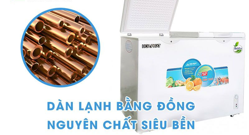 Tủ đông Inverter Hòa Phát HCFI-656S2Đ2 sử dụng dàn lạnh ống đồng