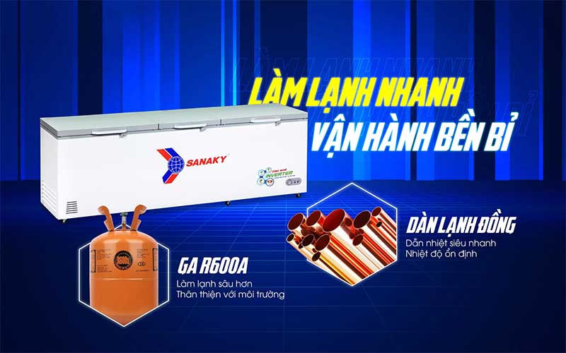 Chất liệu dàn lạnh của Tủ đông Inverter Sanaky VH-1199HY4K 