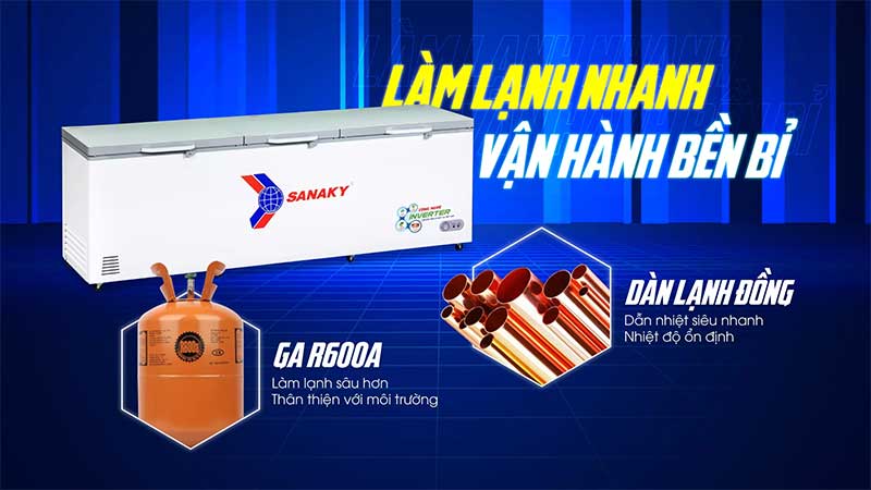 Chất liệu dàn lạnh của Tủ đông Sanaky VH-1399HY4K 