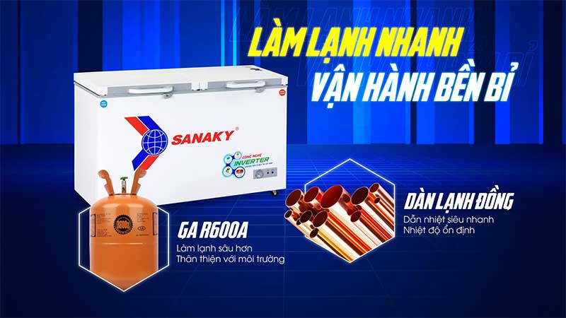 Chất liệu dàn lạnh của Tủ đông Sanaky VH-5699W4K