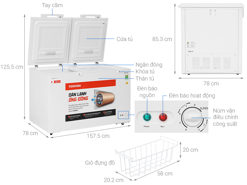 Tủ đông Toshiba inverter 362 lít GR-RC470CM-PMV(01) - Hàng chính hãng