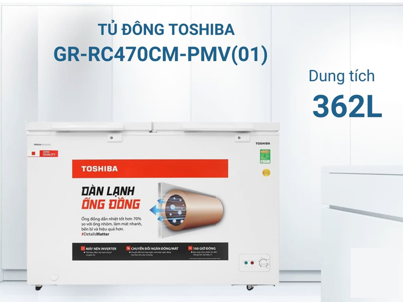 Tủ đông Toshiba inverter 362 lít GR-RC470CM-PMV(01) - Hàng chính hãng