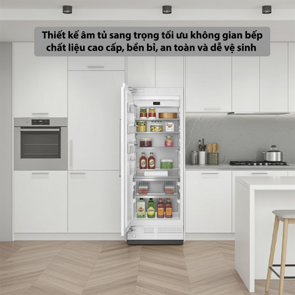 Tủ đông âm tủ Miele MasterCool F-2813-VI thiết kế âm tủ sang trọng, chất liệu bền bỉ