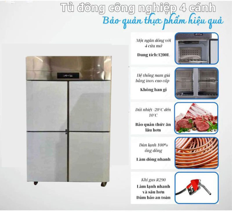 Tủ đông 4 cánh Lightcool LS-1200F - Hàng chính hãng