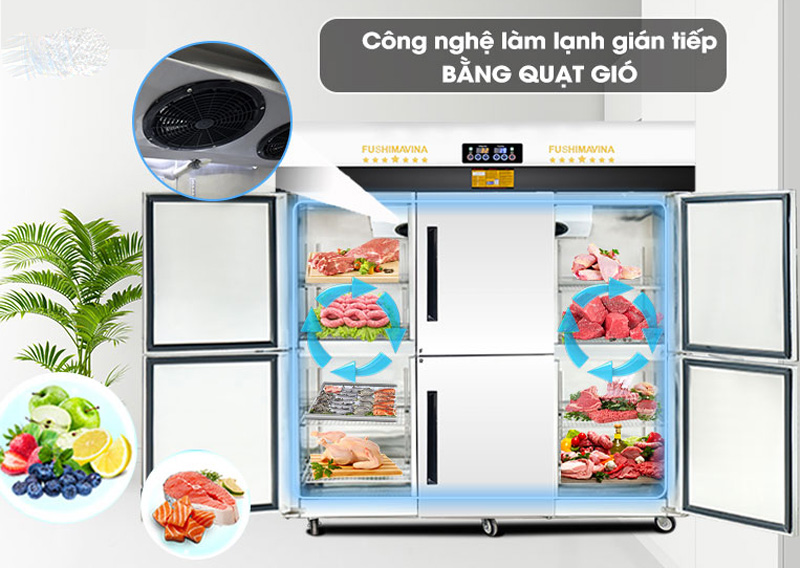 Cơ chế làm lạnh gián tiếp bằng quạt gió, lạnh nhanh, đều, sâu