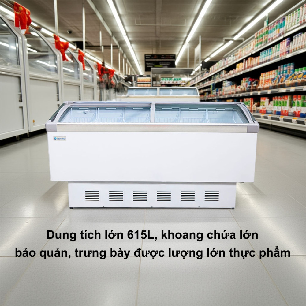 Tủ đông đảo mặt kính phẳng 2m Lightcool SD-798 615L - Hàng chính hãng
