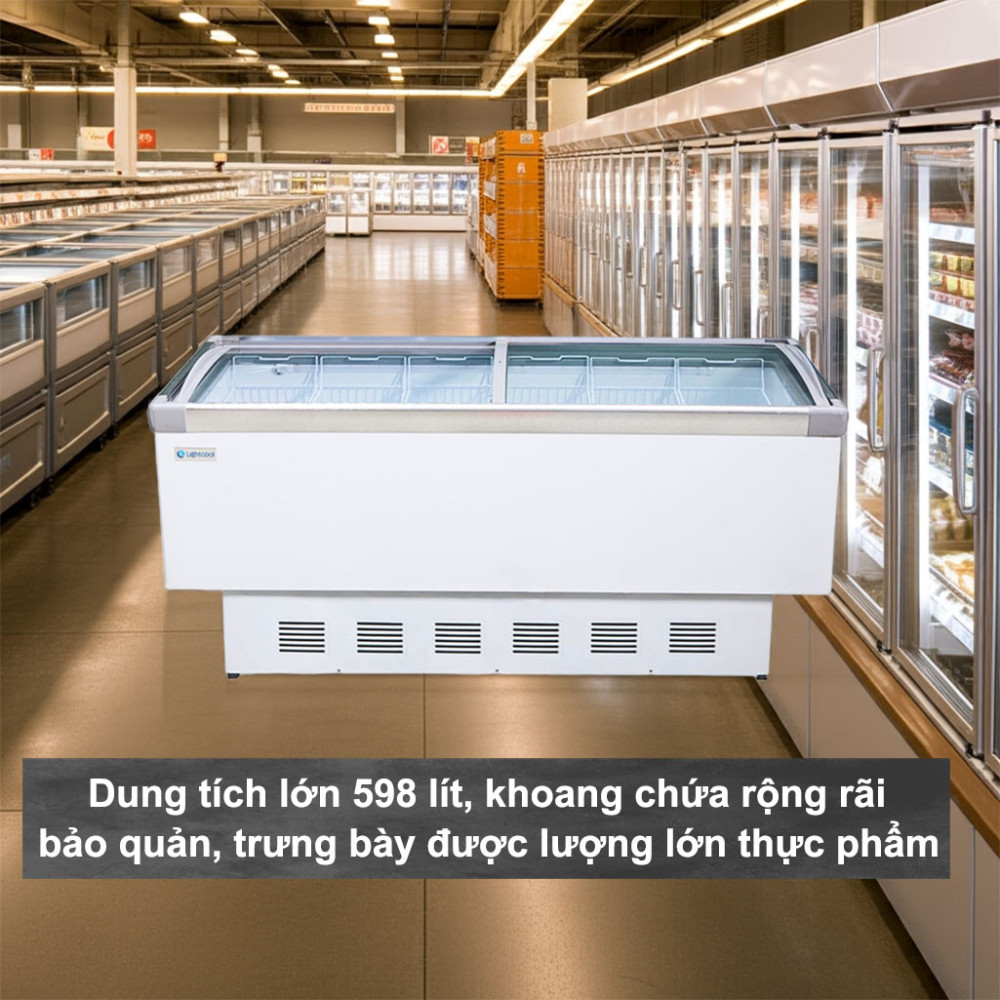 Tủ đông đảo mặt kính phẳng 1.8m Lightcool SD-798 598L - Hàng chính hãng