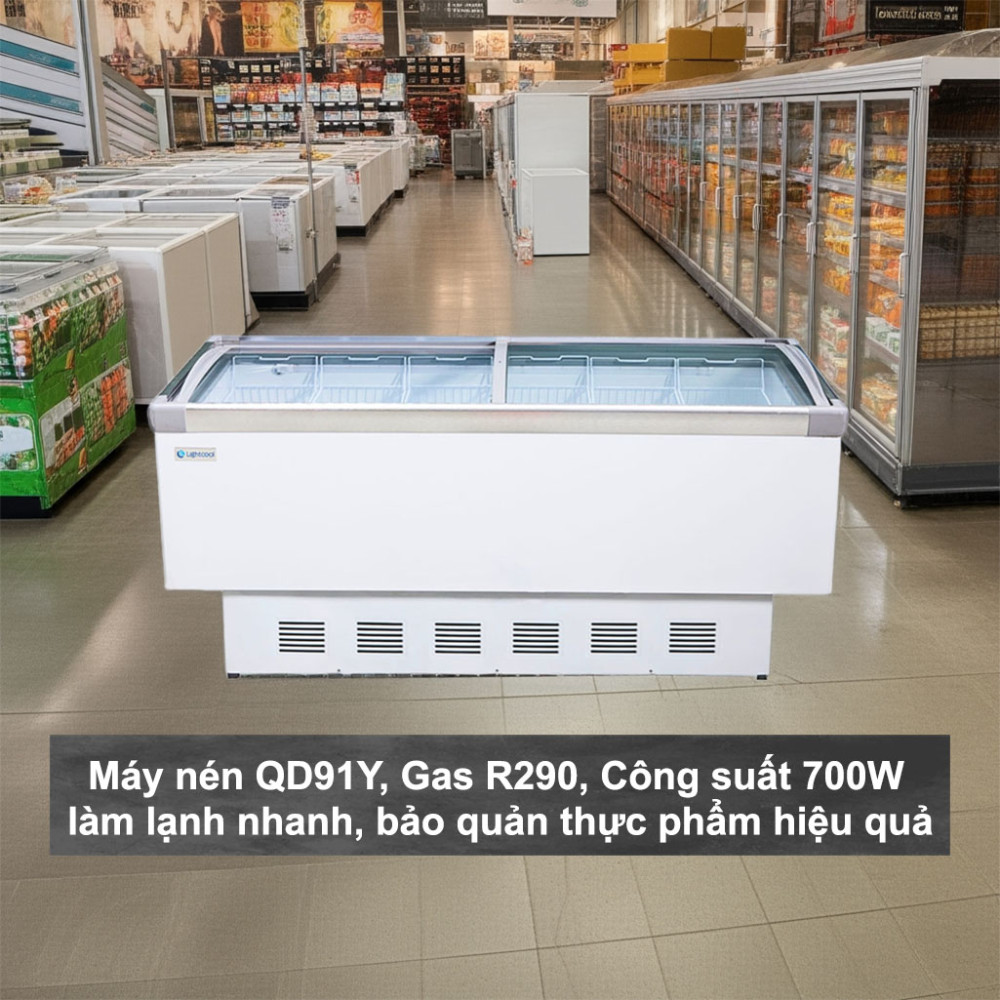 Tủ đông đảo mặt kính phẳng 1.8m Lightcool SD-798 598L - Hàng chính hãng