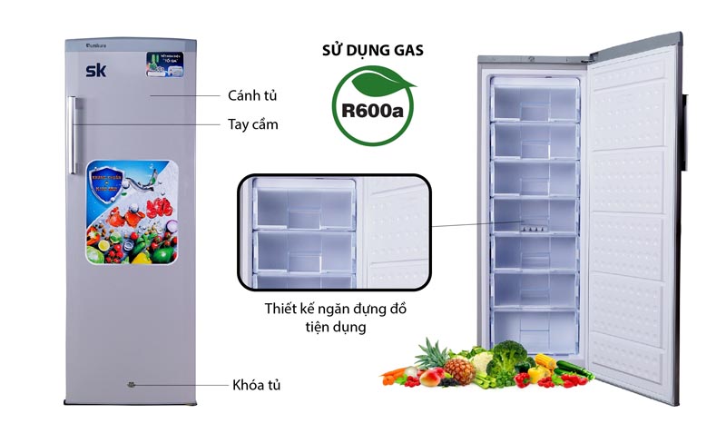 Sử dụng gas R600a không chứa CFC nên an toàn sức khỏe, thân thiện môi trường, tiết kiệm điện năng.