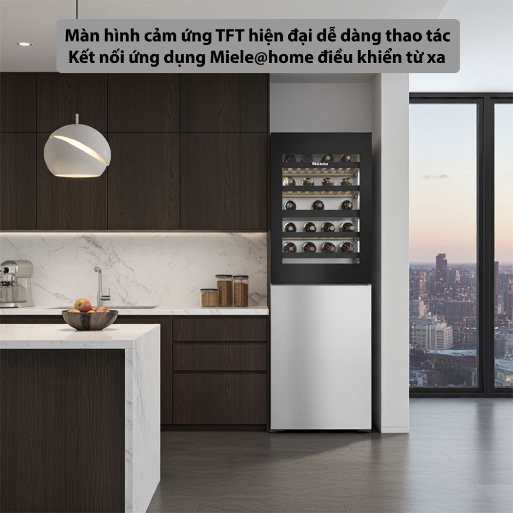 Tủ đông kết hợp tủ rượu 287 lít Miele KWNS-4784DE bảng điều khiển hiện đại dễ dàng sử dụng