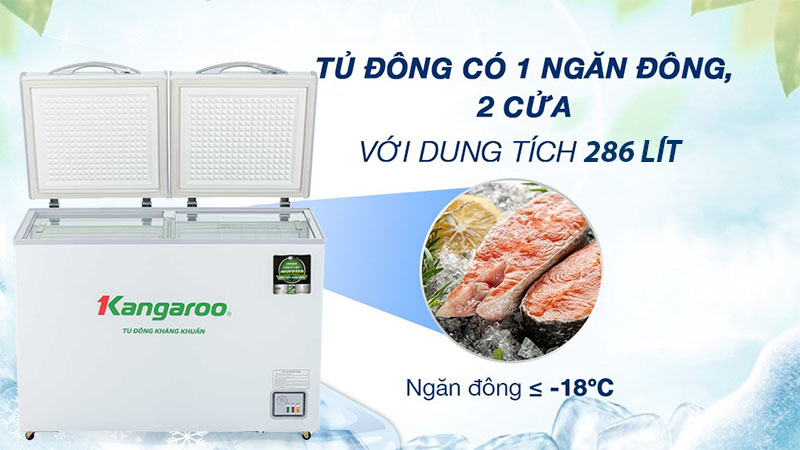 Tủ đông kháng khuẩn Inverter Kangaroo 286 lít KG399IC1 - Hàng chính hãng