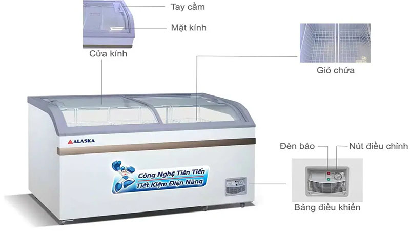 Tủ đông kính lùa cong Alaska KC-395 - Hàng chính hãng