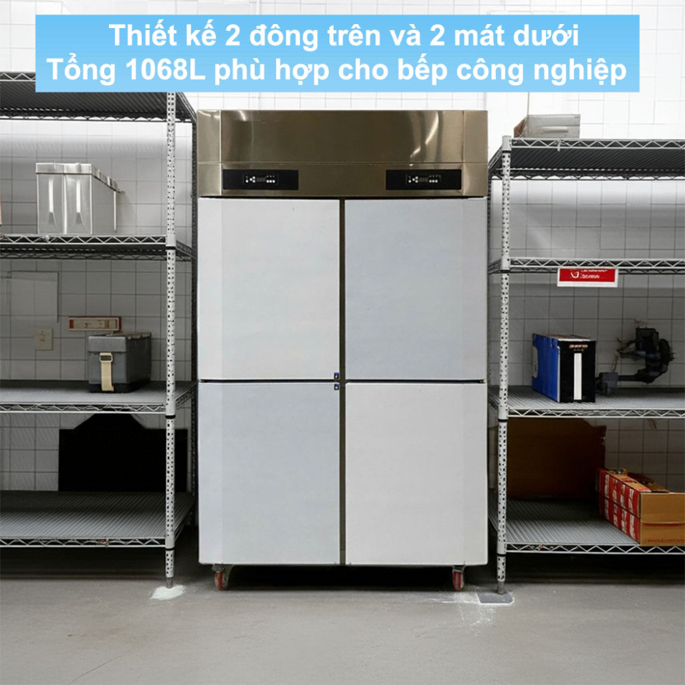 Tủ đông mát 2 chế độ 4 cánh inox Lightcool LS-1200F 1068L - Hàng chính hãng