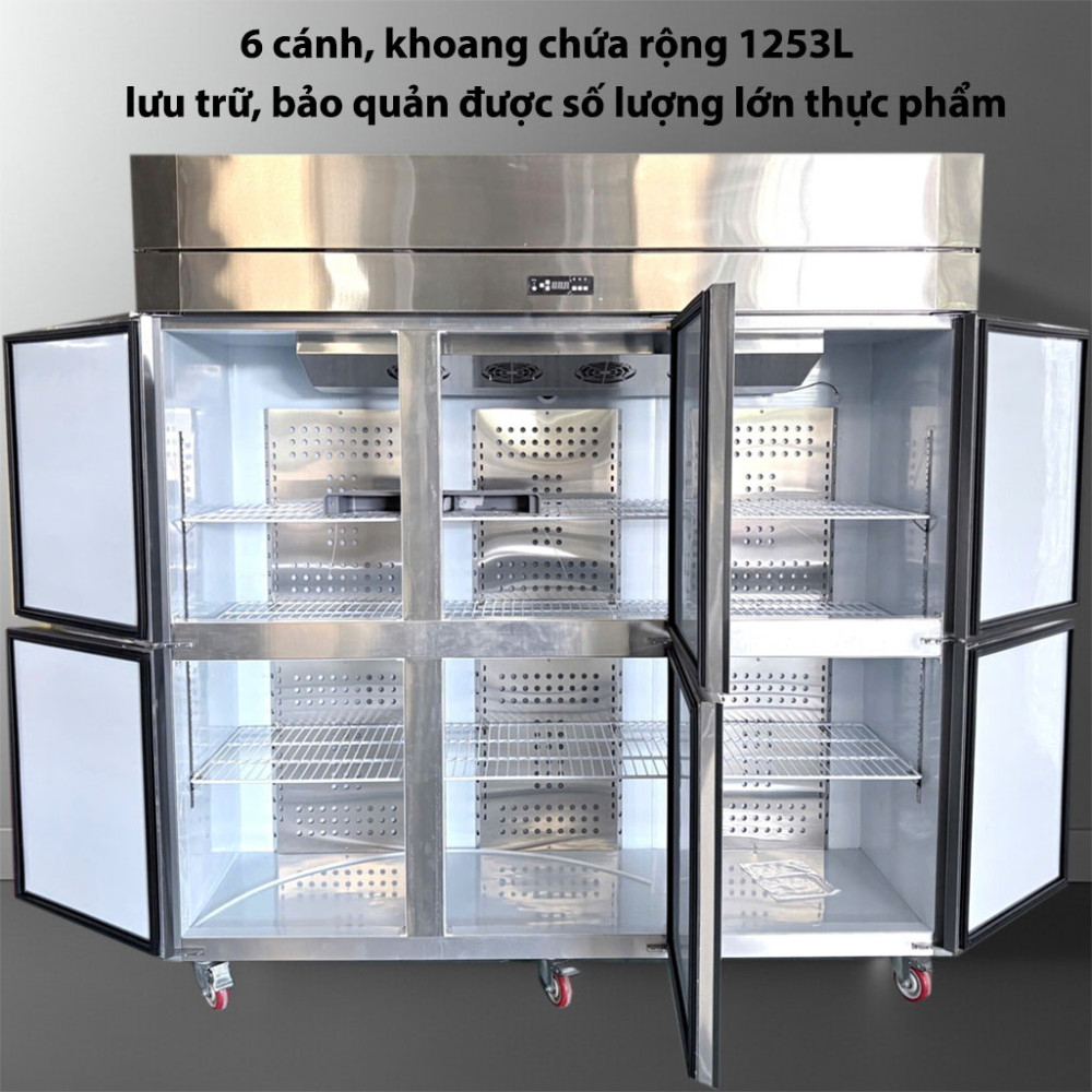 Tủ đông mát 6 cánh 1 chế độ quạt lạnh Lightcool LS-1200F 1253L - Hàng chính hãng