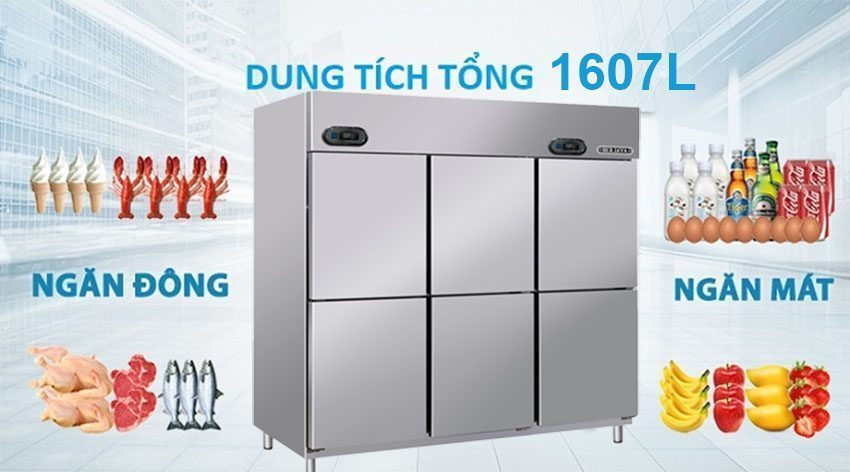 Tủ đông mát 6 cánh inox Berjaya BSDU4C2F/Z - Hàng chính hãng