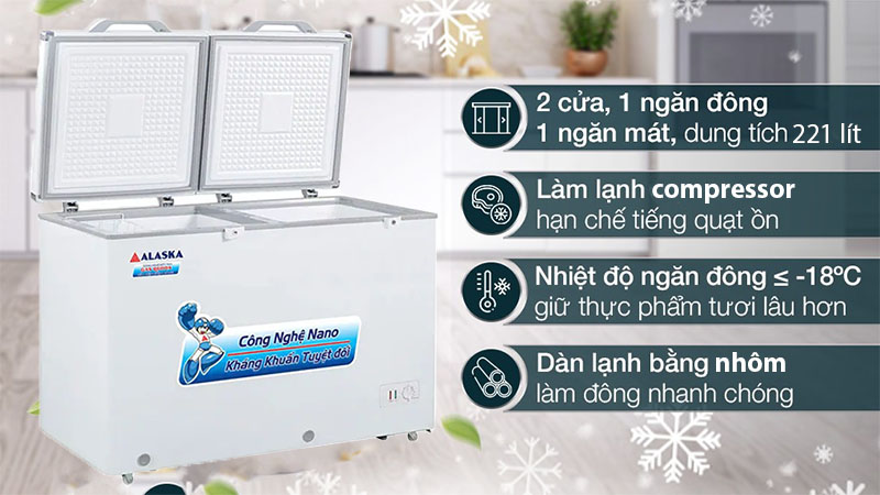 Tủ đông mát Alaska BCD-3568N - Hàng chính hãng