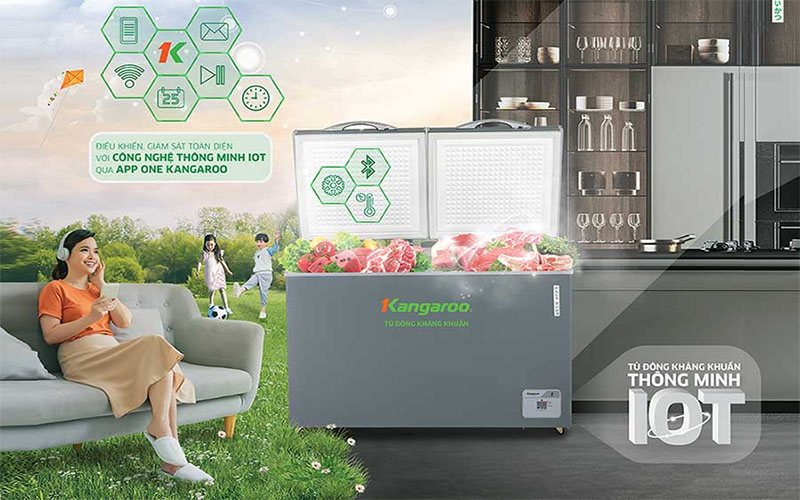 Tủ đông mát IOT kháng khuẩn Kangaroo 327 lít KGFZ388IOT - Hàng chính hãng