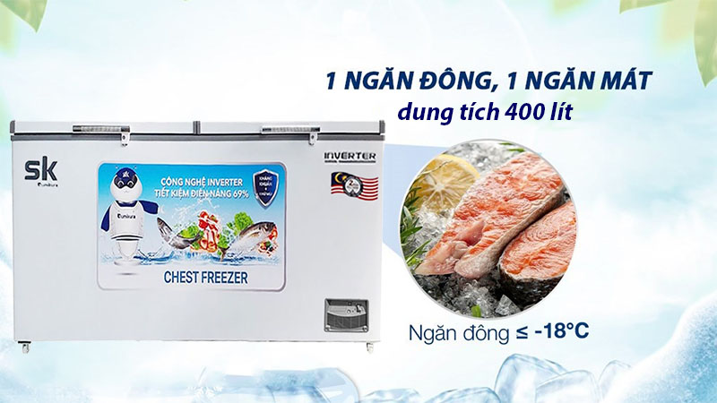 Tủ đông mát Inverter Sumikura SKF-400DI - Hàng chính hãng