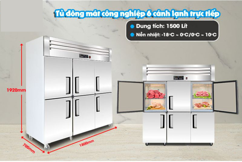 Tủ có dung tích 1500L, bảo quản được lượng lớn thực phẩm