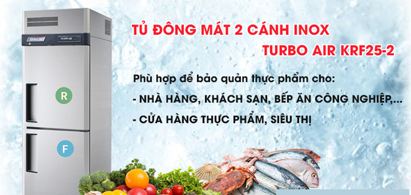 Tủ đông mát 2 cánh Turbo Air KRF25-2 - 462L - Hàng chính hãng