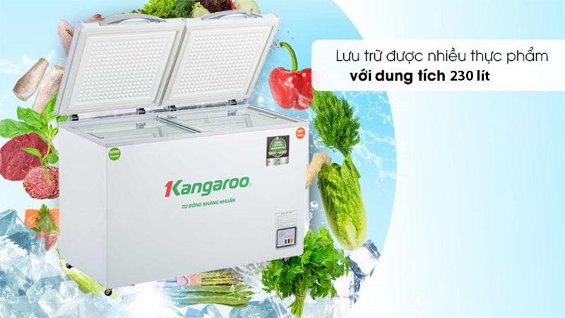 Tủ đông mát kháng khuẩn Inverter Kangaroo 230 lít KG320IC2 - Hàng chính hãng