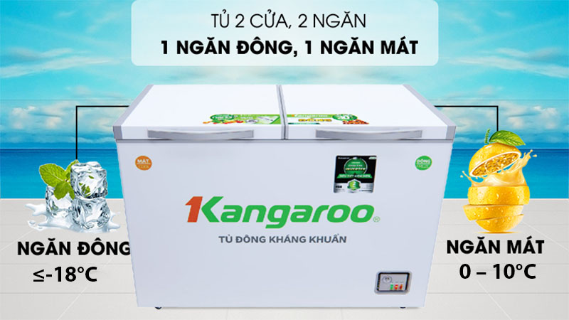 Tủ đông mát kháng khuẩn Inverter Kangaroo 252 lít KG400IC2 - Hàng chính hãng