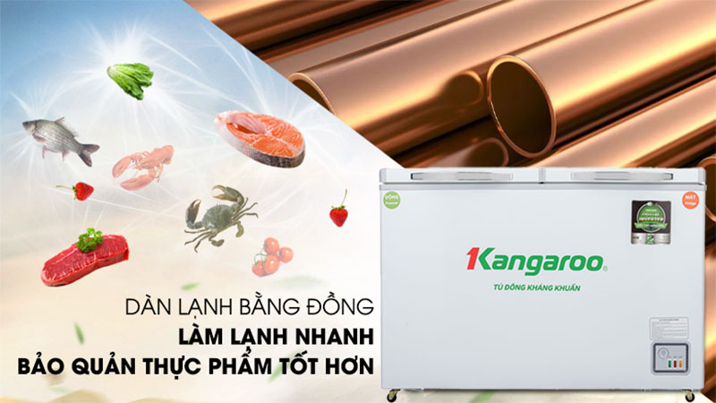 Tủ đông mát kháng khuẩn Inverter Kangaroo 252 lít KG400IC2 - Hàng chính hãng