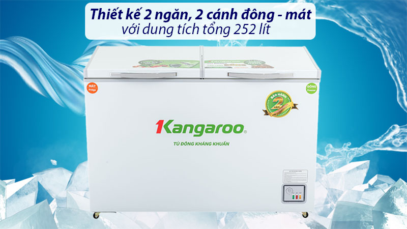 Tủ đông mát kháng khuẩn Kangaroo 252 lít KG398C2 - Hàng chính hãng