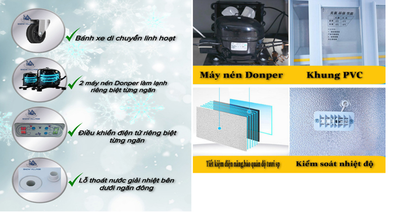 Tủ đông mát Snow Village DC-1200H - Hàng chính hãng