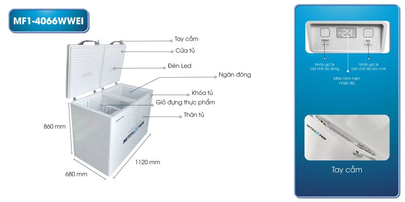 Tủ đông 1 ngăn MitsuXfan MF1-4066WWEI - Hàng chính hãng