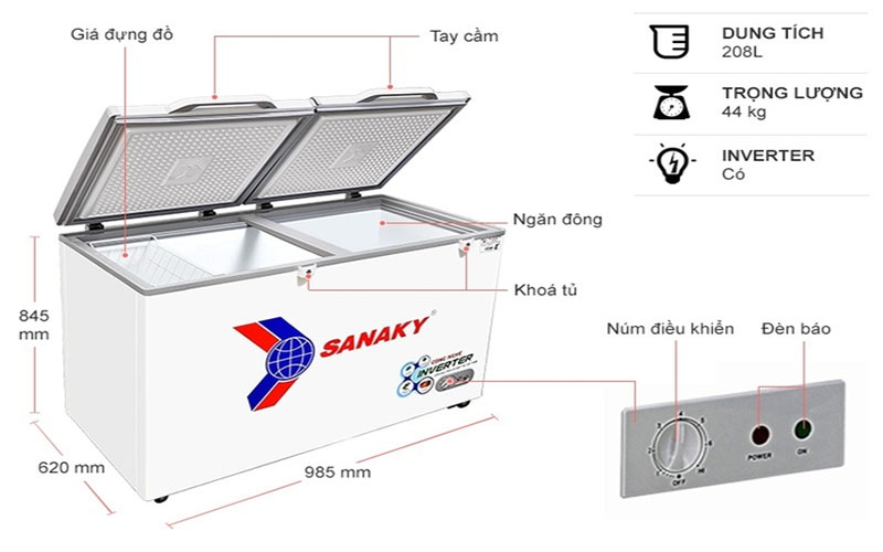 Tủ đông nằm Sanaky VH2599A4K - Hàng chính hãng