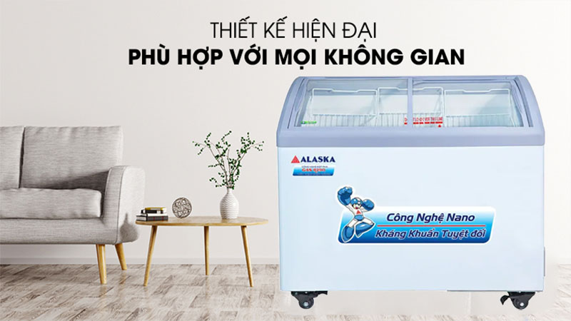 Tủ đông nắp kính lùa cong Alaska KC-210 - Hàng chính hãng