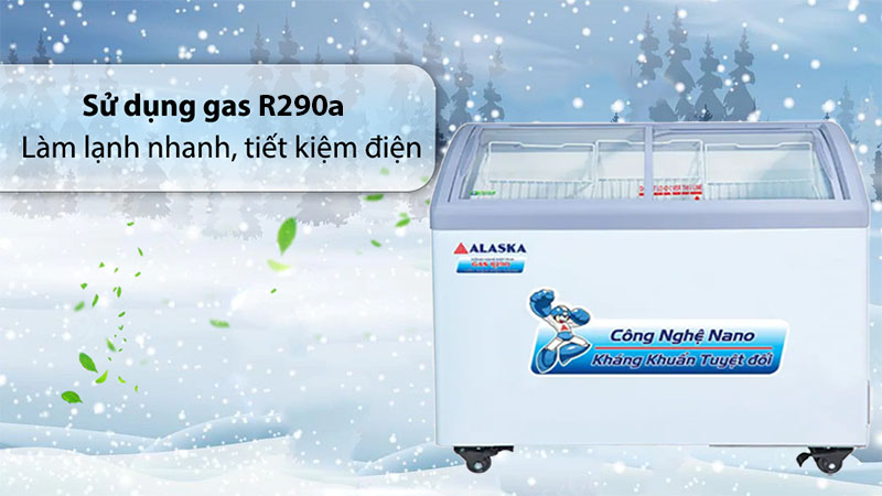 Tủ đông nắp kính lùa cong Alaska KC-210 - Hàng chính hãng