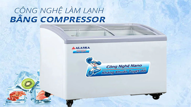 Tủ đông nắp kính lùa cong Alaska KC-210 - Hàng chính hãng