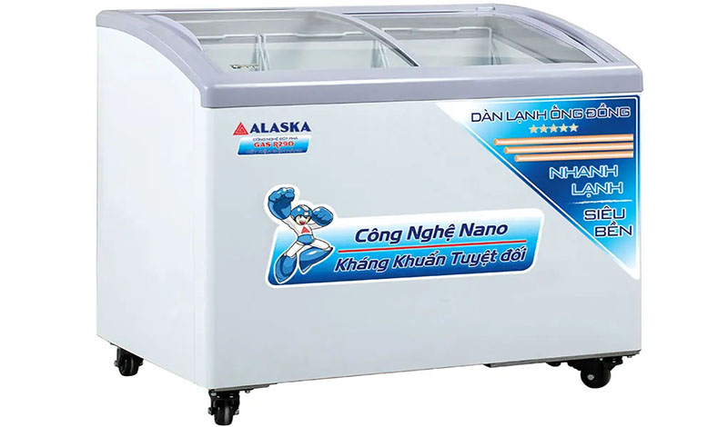 Tủ đông nắp kính lùa cong Alaska KC-210C