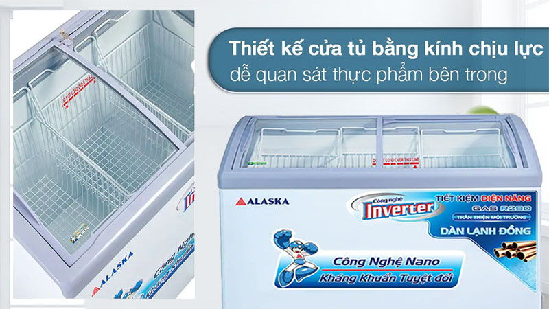 Tủ đông nắp kính lùa cong Alaska KC-210CI - Hàng chính hãng