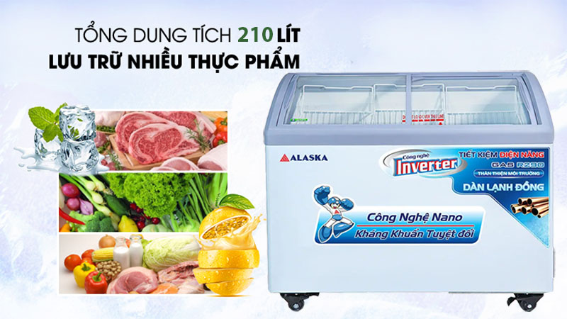 Tủ đông nắp kính lùa cong Alaska KC-210CI - Hàng chính hãng