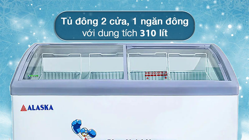 Tủ đông kính lùa cong Alaska KC-310 - Hàng chính hãng