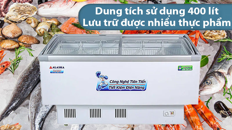 Tủ đông nắp kính lùa phẳng Alaska KN-400 - Hàng chính hãng