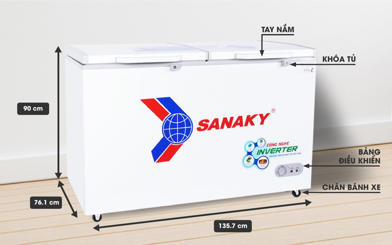 Kích thước của tủ đông Sanaky VH-5699HY4K
