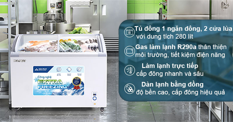 Tủ đông trưng bày Hòa Phát HSF-AD6280.C1 - Hàng chính hãng