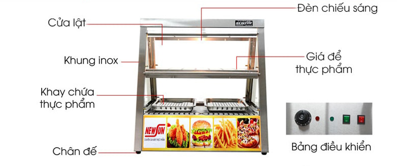 Tủ giữ nóng thức ăn Newsun NS-HW-2x2 - Hàng chính hãng